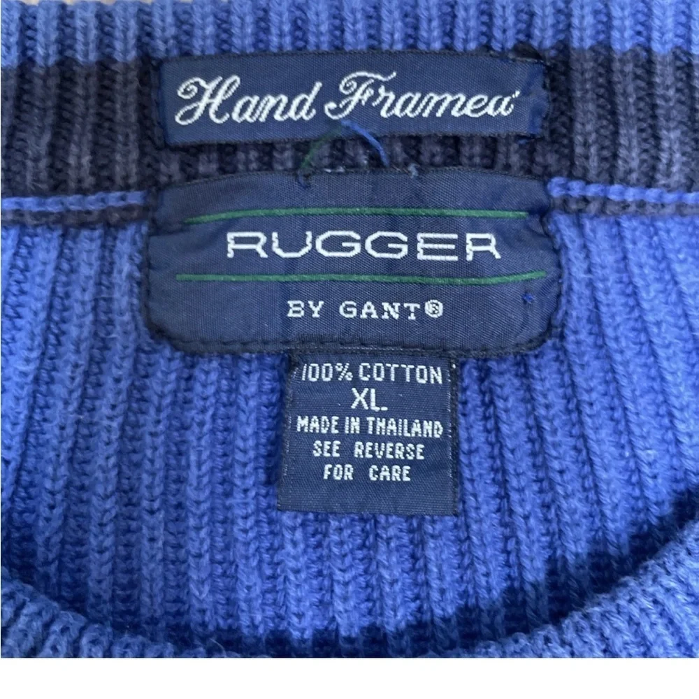 Rugger By Gant Crewneck Sweater vintage Cotton Mens Size XL Embroidered Crest
